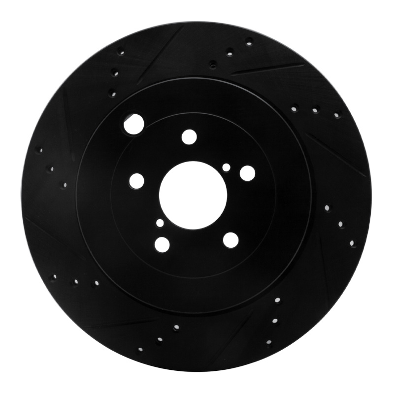 Subaru BRZ Brake Rotor (1) - Rear Left - R1 Concepts - Drilled & Slotted - Black - `17-`25